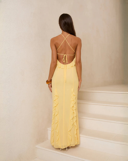 sleeveless chiffon a-line maxi bridesmaid dress - image 2
