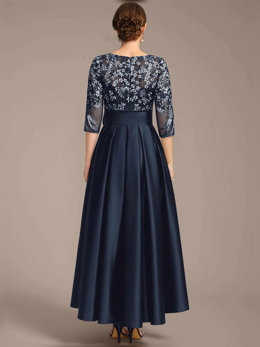 Dark Navy floor-length mother of the bride dress, alternate view showing the bodice and skirt