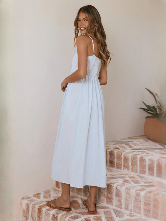 Blue midi formal dress, alternate view