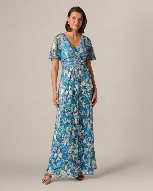 flutter-sleeve a-line maxi mother of the bride dress - image 2