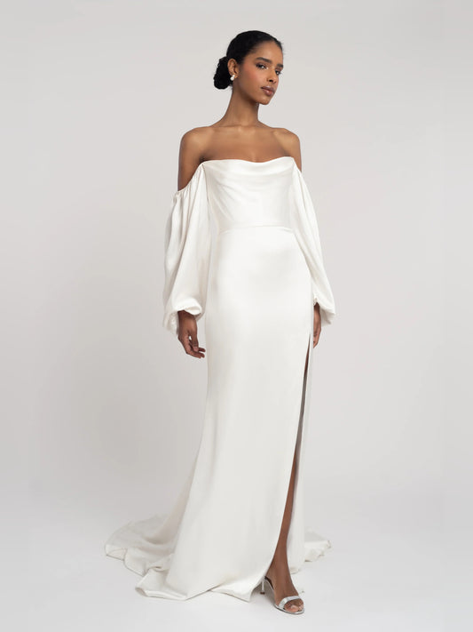 off shoulder a-line floor-length formal dress - image 2