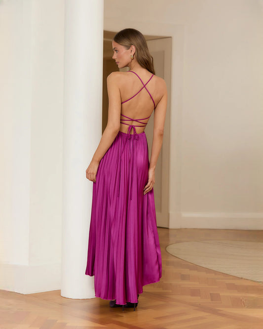 sleeveless chiffon a-line maxi bridesmaid dress - image 2