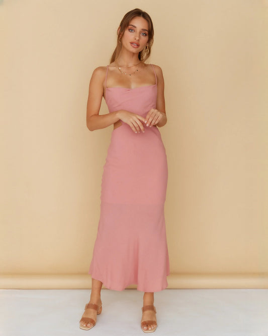 sleeveless satin a-line maxi bridesmaid dress - image 2