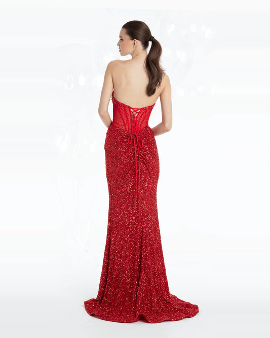 strapless trumpet maxi prom dress - image 2