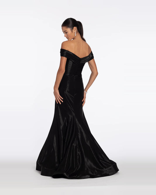 off shoulder trumpet maxi prom dress - image 2