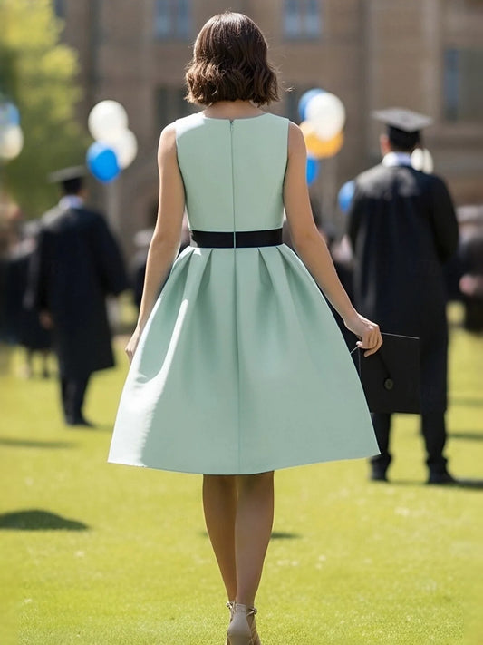 Mint Green knee-length prom dress, alternate view showing the bodice and skirt