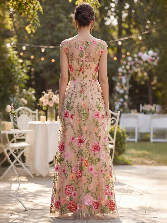Rose Gold floor-length prom dress, alternate view showing the bodice and skirt