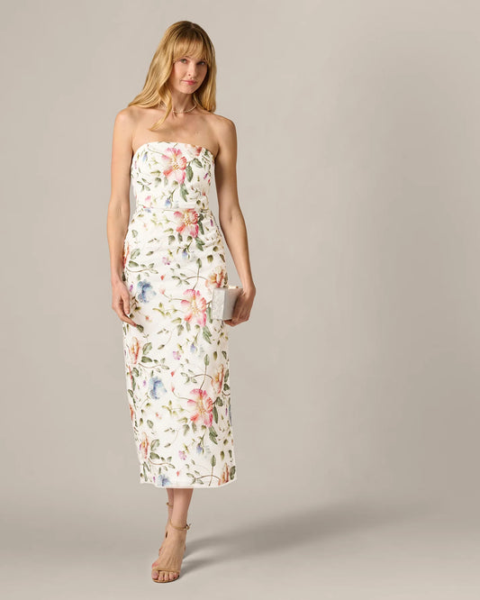 strapless a-line midi mother of the bride dress - image 2