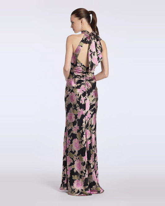 halter neck column maxi prom dress - image 2
