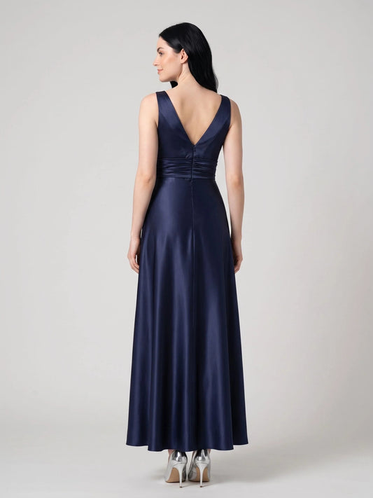Dark Blue floor-length mother of the bride dress, alternate view showing the bodice and skirt