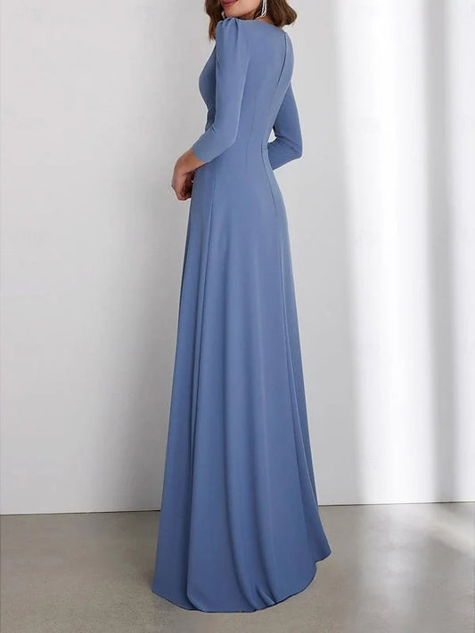 Steel Blue floor-length mother of the bride dress, alternate view showing the bodice and skirt