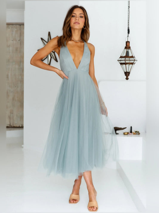 Sage midi formal dress, alternate view