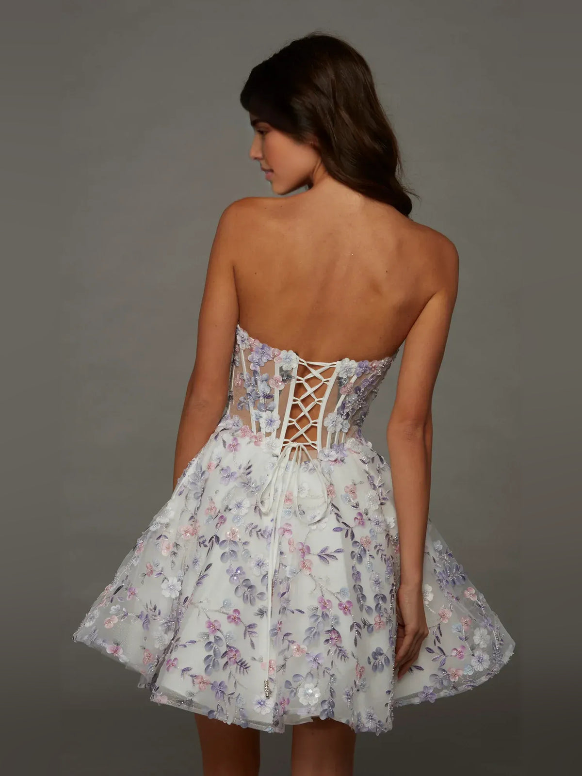As Picture mini homecoming dress, back view showing the rear of the dress