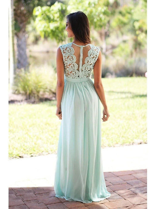 Pearl Pink maxi bridesmaid dress, alternate view showing the bodice and skirt