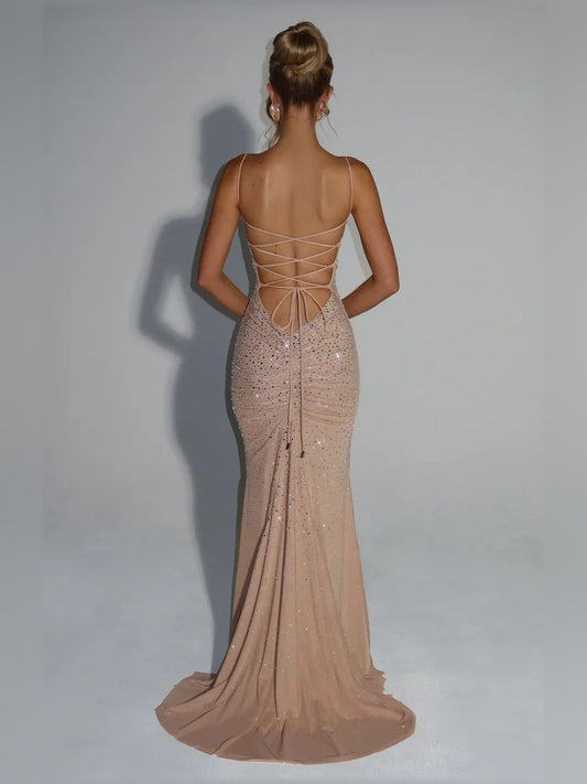 Pearl Pink mermaid floor-length formal dress, alternate view