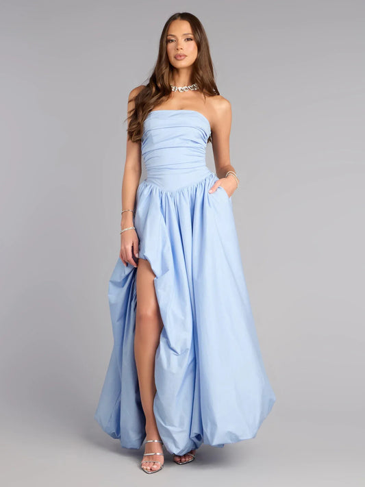 Light Blue floor-length prom dress, alternate view showing the bodice and skirt