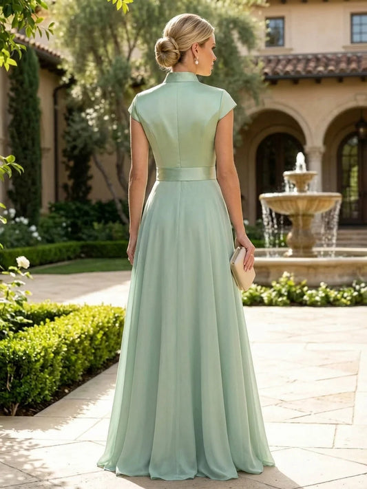 Mint Green floor-length mother of the bride dress, alternate view showing the bodice and skirt