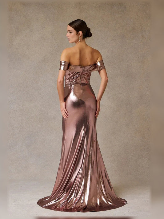 As Picture mermaid floor-length formal dress with skirt slit, alternate view