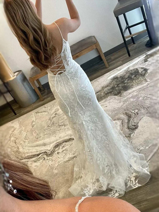 White maxi prom dress, alternate view showing the bodice and skirt