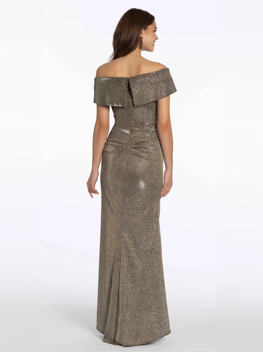 Steel Grey mermaid floor-length formal dress with ruching, alternate view