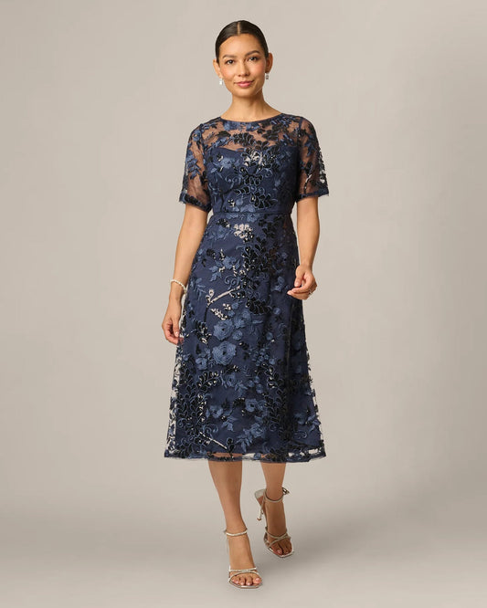 spaghetti strap a-line midi mother of the bride dress - image 2
