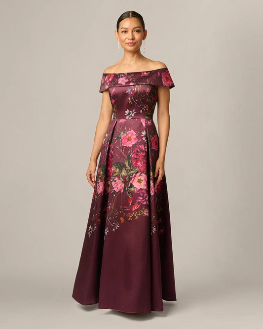 off-shoulder a-line maxi mother of the bride dress - image 2