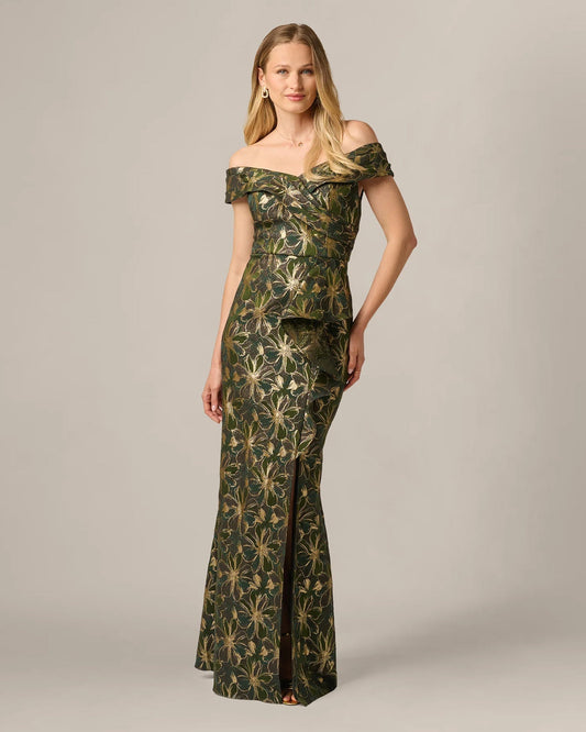 off-shoulder a-line maxi mother of the bride dress - image 2