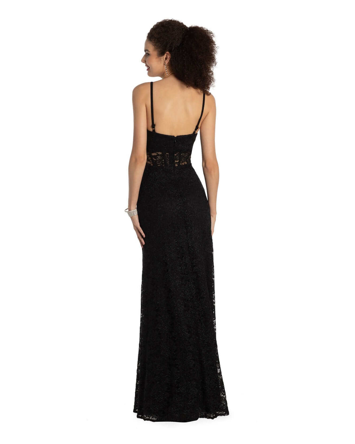 v neck column maxi prom dress - image 2