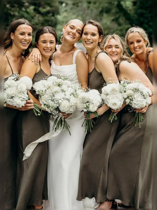 Olive Green tea-length bridesmaid dress, alternate view showing the bodice and skirt