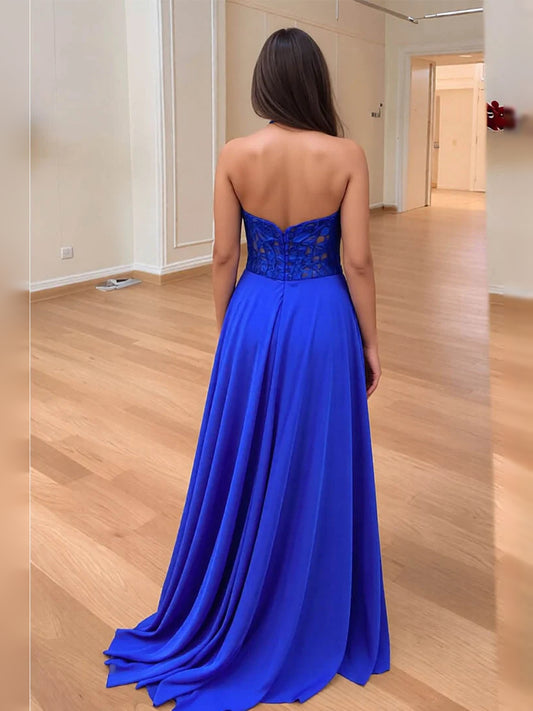 Royal Blue floor-length prom dress, alternate view showing the bodice and skirt