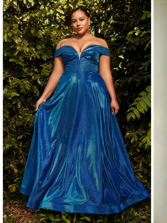 Dark Blue floor-length prom dress, alternate view showing the bodice and skirt