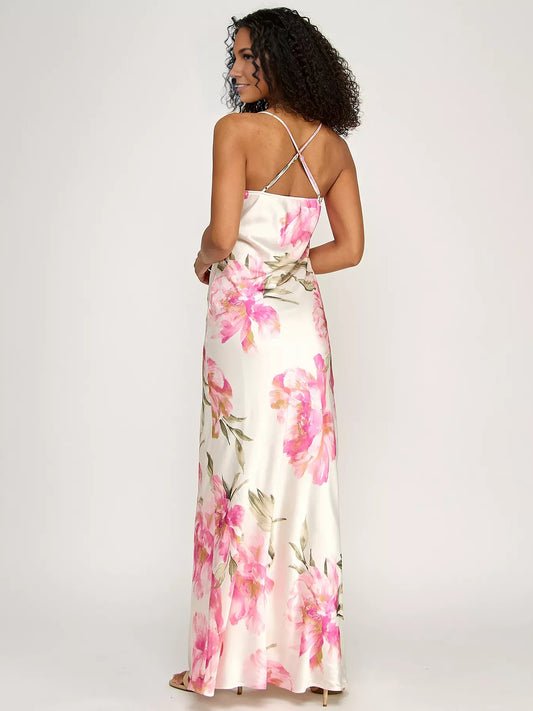 As Picture sheath floor-length formal dress with cutout detail, alternate view