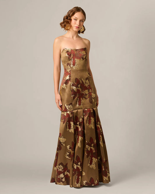 strapless a-line maxi mother of the bride dress - image 2
