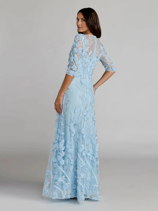 Sky Blue floor-length mother of the bride dress, alternate view showing the bodice and skirt
