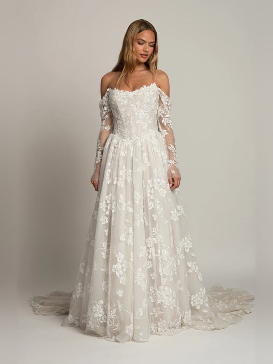 long-sleeve ball-gown floor-length formal dress - image 2