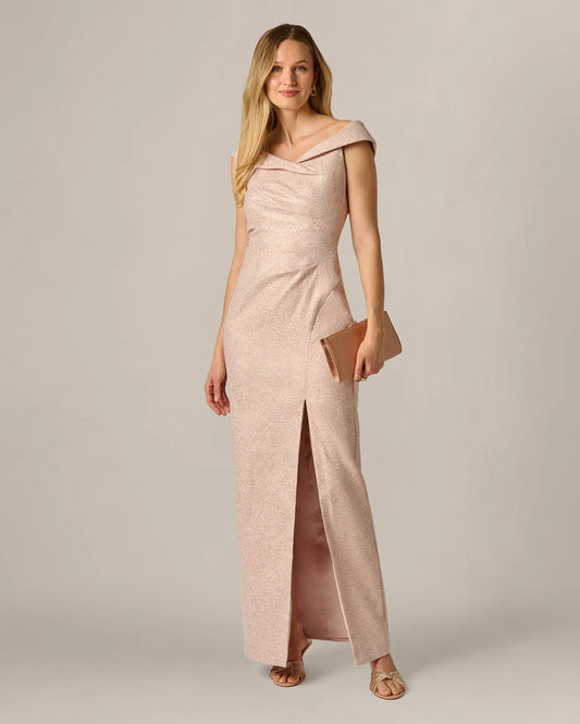 off-shoulder a-line maxi mother of the bride dress - image 2