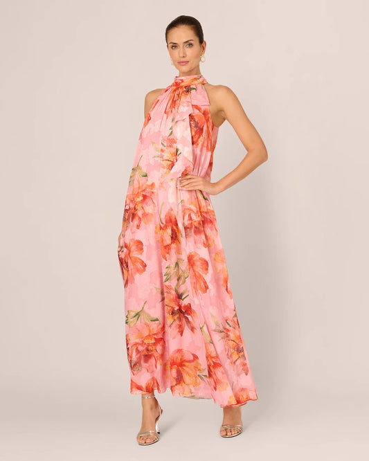halter neck a-line maxi mother of the bride dress - image 2