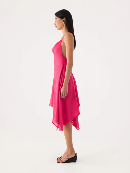 Fuchsia midi formal dress with beading, alternate view