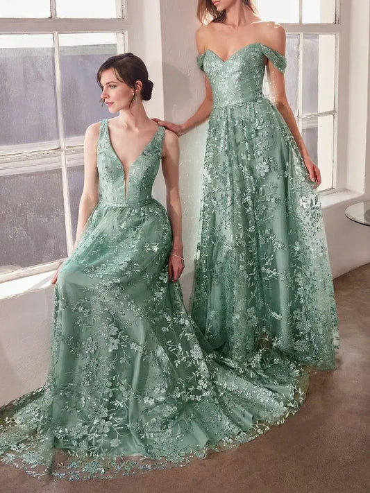 Dusty Sage a-line floor-length formal dress with draping, alternate view