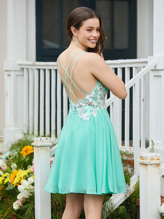 Spa mini homecoming dress, back view showing the rear of the dress