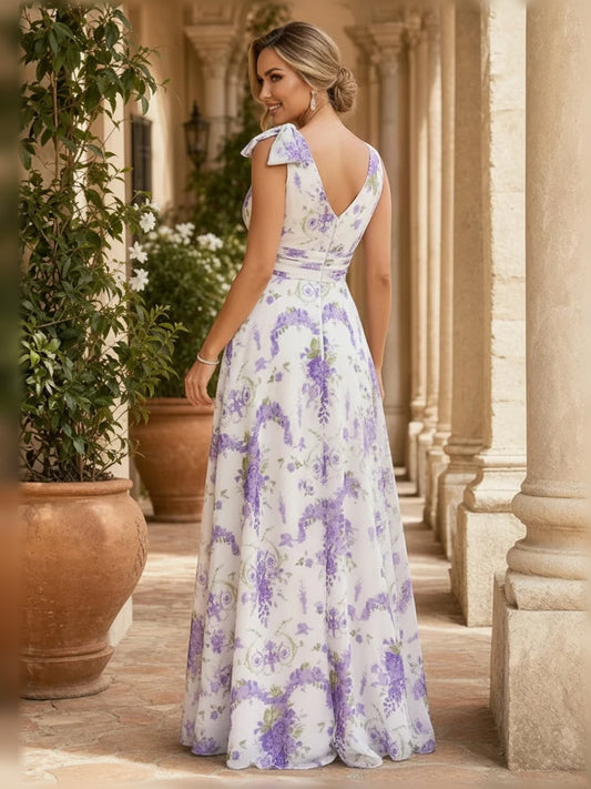White floor-length mother of the bride dress, alternate view showing the bodice and skirt