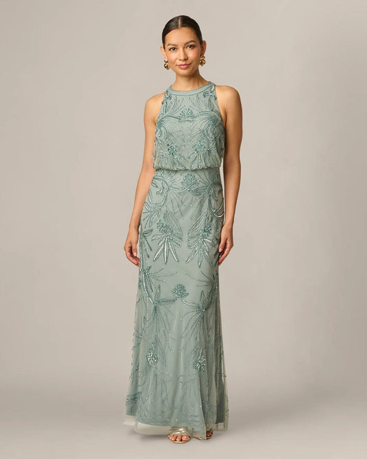 halter neck a-line maxi mother of the bride dress - image 2