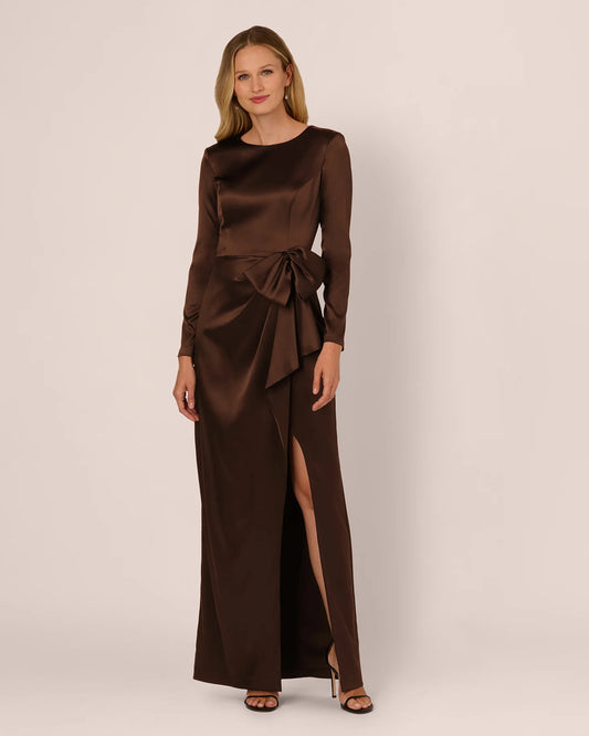 long-sleeve a-line maxi mother of the bride dress - image 2