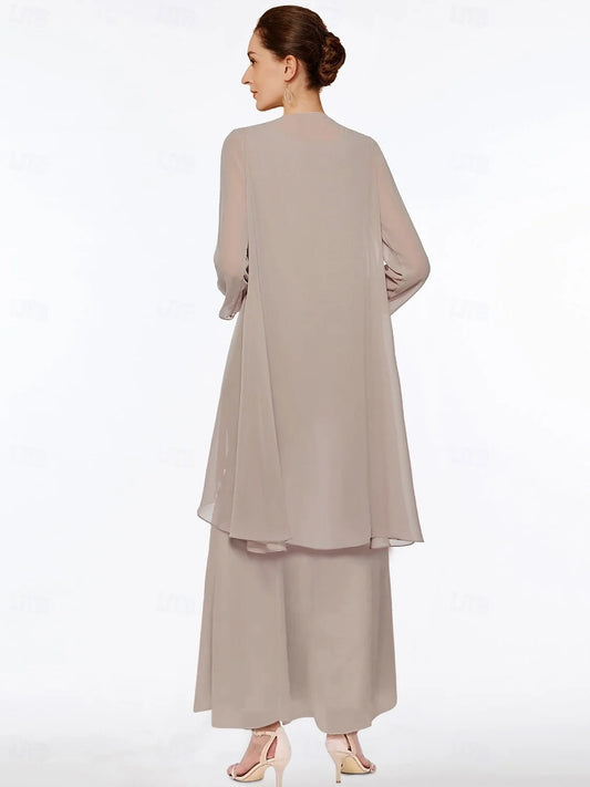 Khaki maxi mother of the bride dress, alternate view showing the bodice and skirt