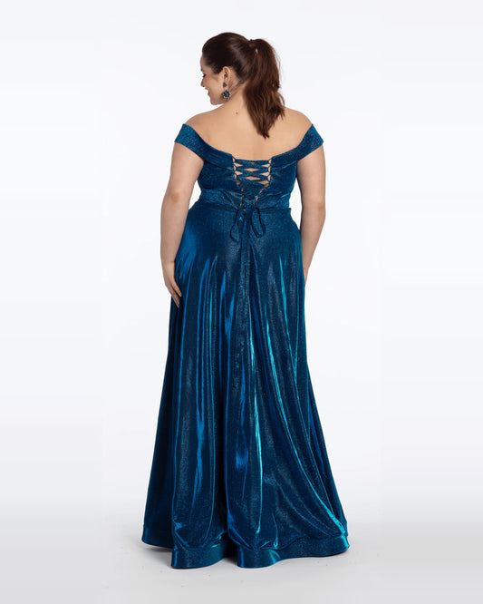 off shoulder a-line maxi prom dress - image 2