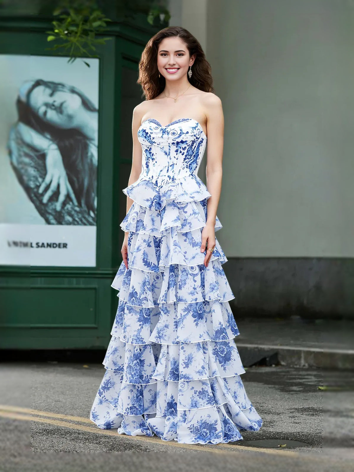 As Picture maxi prom dress, alternate view showing the bodice and skirt