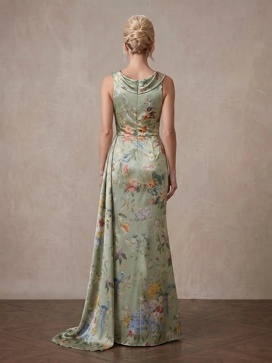 Sage Green floor-length mother of the bride dress, alternate view showing the bodice and skirt