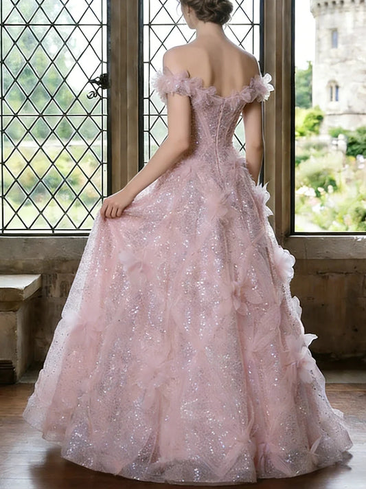 Blush Pink short wedding dress, alternate view showing the bodice and skirt