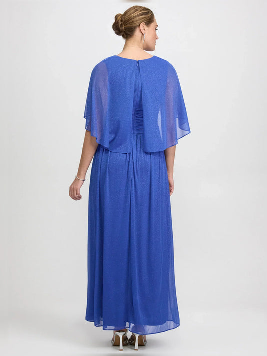 Blue floor-length mother of the bride dress, alternate view showing the bodice and skirt