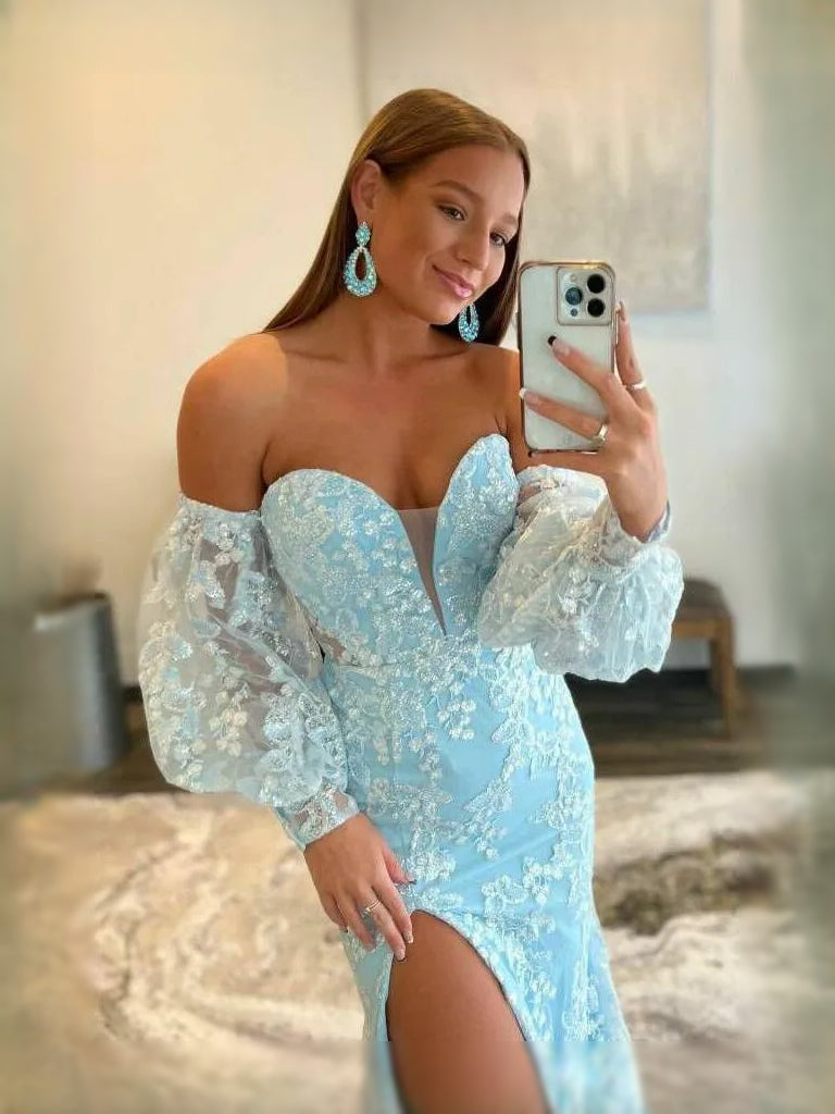 Sky Blue floor-length prom dress, alternate view showing the dress shape and hem